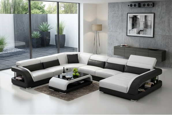 Diseño sofá esquinero sala de estar Muebles Sofá de esquina moderno con tapizado de cuero