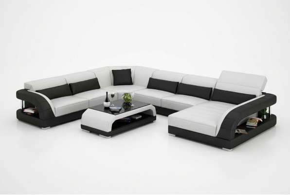 Diseño sofá esquinero sala de estar Muebles Sofá de esquina moderno con tapizado de cuero