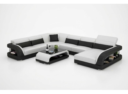 Diseño sofá esquinero sala de estar Muebles Sofá de esquina moderno con tapizado de cuero