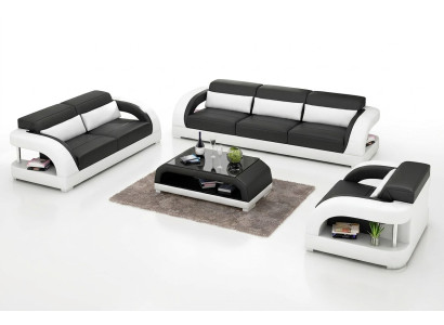 Sofá de cuero conjunto de sofás 3+2+1 asientos + mesa de café Sofá de cuero Sofá moderno