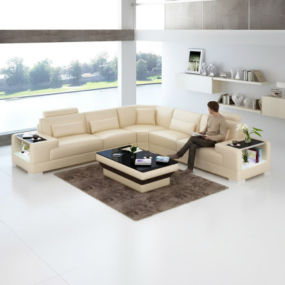 Diseño sala de estar sofá muebles esquineros sofá de esquina de cuero tapizado sofá