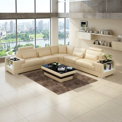 Diseño sala de estar sofá muebles esquineros sofá de esquina de cuero tapizado sofá