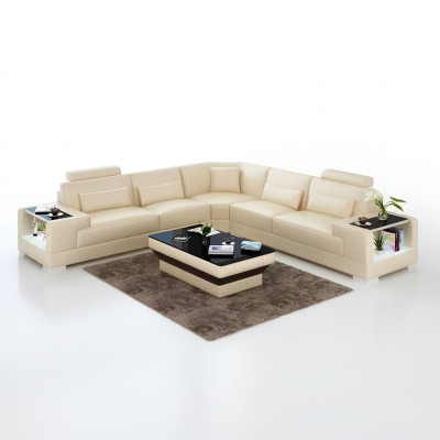 Diseño sala de estar sofá muebles esquineros sofá de esquina de cuero tapizado sofá
