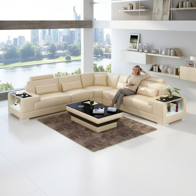 Sofá de esquina moderno diseño sofá de esquina sala de estar muebles tapizados de cuero sofá