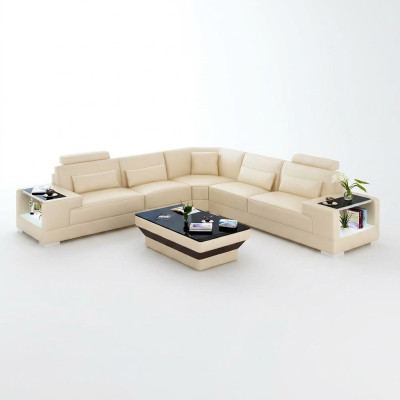 Sofá de esquina moderno diseño sofá de esquina sala de estar muebles tapizados de cuero sofá