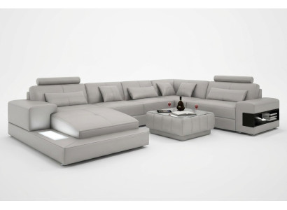Sofá esquinero Sofá Acolchado Conjunto de sala de estar Sofá de 2 piezas Mesa de centro Juego de esquina