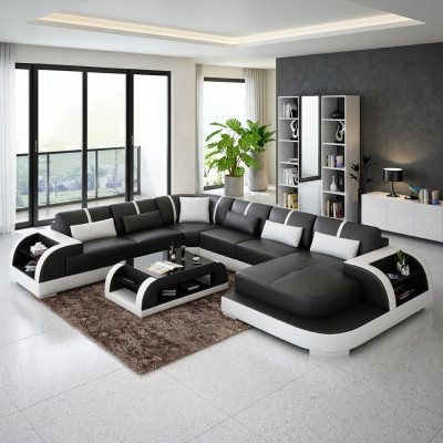 Sala de estar sofá de cuero xxl paisaje de sofá moderno diseño tapizado