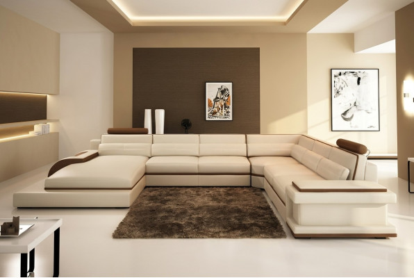 Moderna sala de estar con sofá esquinero tapizado 2 piezas.