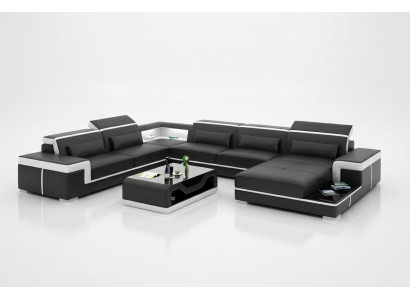 Sofá de esquina Diseño Mobiliario de salón moderno Sofá esquinero con tapizado de cuero