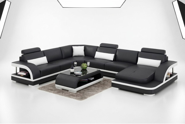 Sofá de esquina diseño decoración de sala de estar muebles modernos chaise longue acolchado de cuero sofá