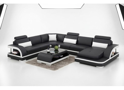 Sofá de esquina diseño decoración de sala de estar muebles modernos chaise longue acolchado de cuero sofá