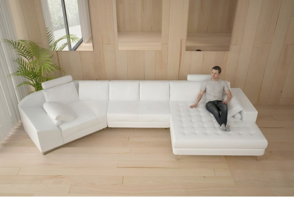 Sofá de esquina de cuero sofá de diseño sofá de esquina en forma de U Moderno salón amueblado