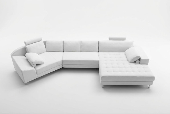 Sofá de esquina de cuero sofá de diseño sofá de esquina en forma de U Moderno salón amueblado