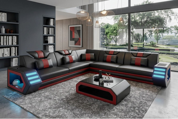 Diseño de salón Sofá esquinero Sofá en forma de L con mesa