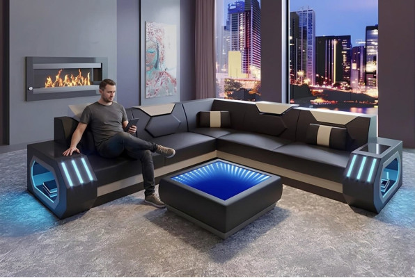 Diseño sofá esquinero, sofá de esquina, muebles de salón, asientos de cuero, sofá.