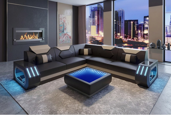 Diseño sofá esquinero, sofá de esquina, muebles de salón, asientos de cuero, sofá.