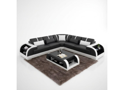 Sofá de diseño Muebles de esquina Sofá de esquina Sala de estar Tapizado de cuero Sofá