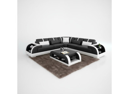 Diseño de sofá de esquina moderno para la sala de estar, mueble de esquina, sofá de cuero acolchado.