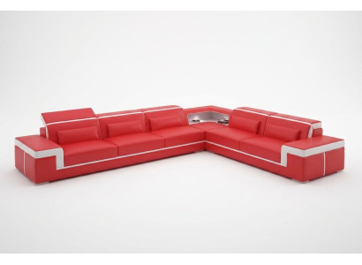 Sofá esquinero de diseño acolchado de cuero para la sala de estar, sofá esquinero en forma de L, sofá cama.