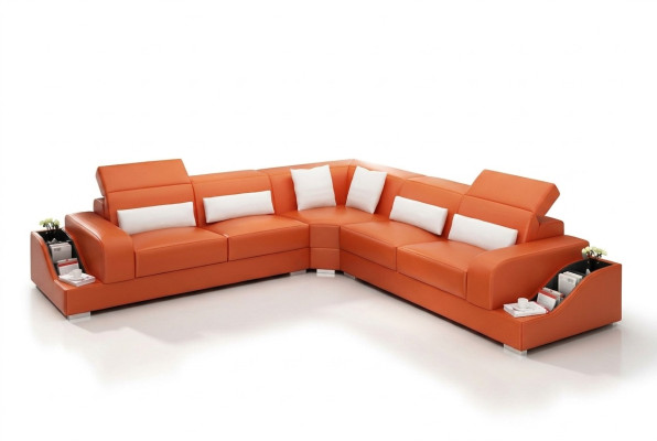 Muebles de diseño, sofá esquinero de cuero para la sala de estar.