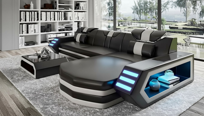 Diseño sofá esquinero muebles de sala de estar sofá de esquina de piel Sofá