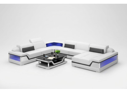 Sofá de cuero en forma de U moderno Sofá de esquina Sofá de cuero en moderno estilo de vida en forma de U L-sofá