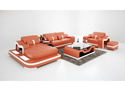Sofá de diseñador en forma de L, sofá esquinero, cojines de asiento, tapicería, sofá de cuero para sala de estar.