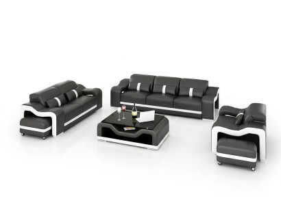 Sofá 3-2-1 de cuero, sofá moderno, conjunto de sala de estar, diseño de sofá.