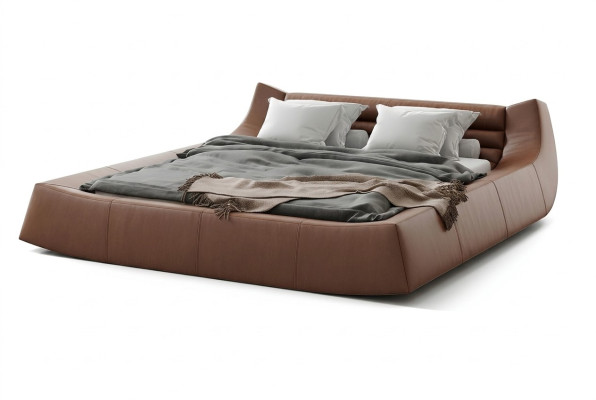 Cama doble de diseñador Cama doble de hotel moderna de cuero y tela