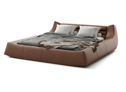 Cama doble de diseñador Cama doble de hotel moderna de cuero y tela