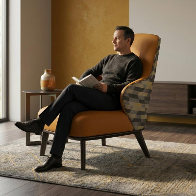 Sillón moderno tapizado sillón orejero sofá sofá sofá diseñador club silla respaldo.