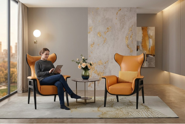 Sillón moderno sillón tapizado relax orejas sofá diván diseñador club