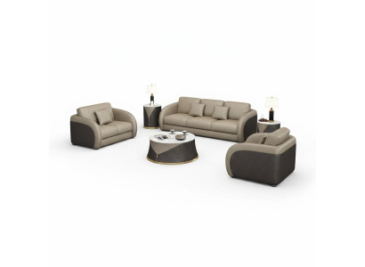Juego de sofás de cuero de diseñador, sofá, tapicería, conjunto de 6 piezas. Conjunto de mesa de centro.