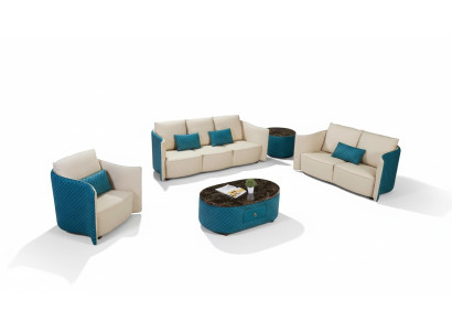Sofá de cuero Sofá Couch Designer Conjunto de tapicería 2 piezas Conjuntos de asientos Sofás
