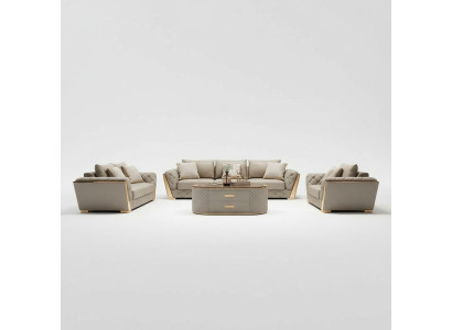 Sofá de cuero Juego completo de sofá 3+2+1 Asiento conjunto completo de cojines conjuntos de tapicería