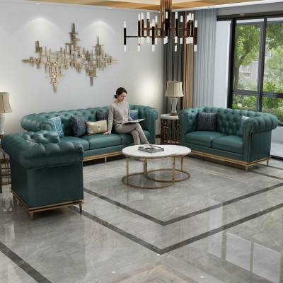 Sofá de cuero Sofá Chesterfield Sofás Sofás Conjunto de sofás de tela Sofá de cuero Sala de estar