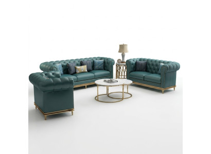 Sofá de cuero Sofá Chesterfield Sofás Sofás Conjunto de sofás de tela Sofá de cuero Sala de estar