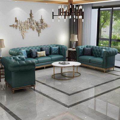 Conjunto de sofás Chesterfield, tapizados, juego de 2 piezas. Set de 3 plazas + 2 plazas. Nuevo sofá.