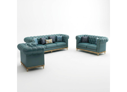 Conjunto de sofás Chesterfield, tapizados, juego de 2 piezas. Set de 3 plazas + 2 plazas. Nuevo sofá.