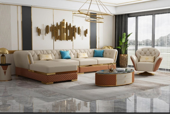 Sofá esquinero exclusivo para el salón, mueble lujoso de lujo en el salón.