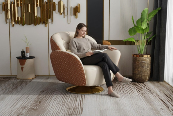 Sillón individual Relax giratorio de 360 grados, silla tapizada de cuero sofá Club.