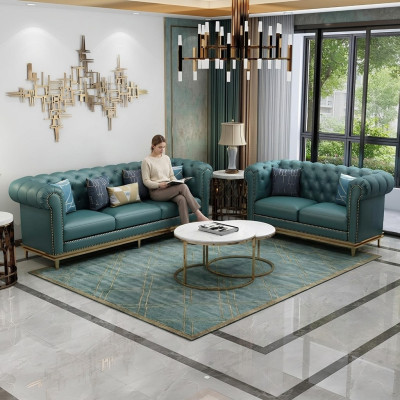Conjunto de sofás 3+2 plazas sofá de cuero sofá moderno sofá de diseñador nuevo Chesterfield.
