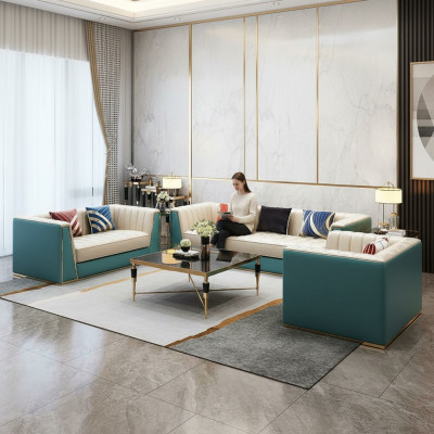 Conjunto de sofás sofá de diseñador sofá de cuero 3-2-1 asientos sofá moderno decorativo.