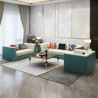 Conjunto de sofás sofá de diseñador sofá de cuero 3-2-1 asientos sofá moderno decorativo.
