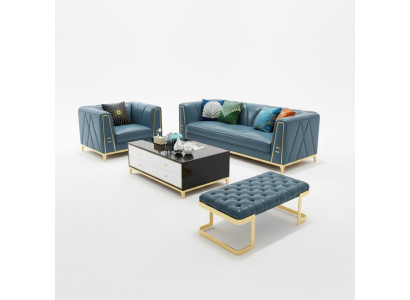 Chesterfield diseño exclusivo muebles 31 plazas taburete sofá tapizado conjunto.