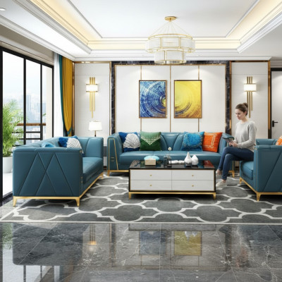Chesterfield sofá de cuero conjuntos de sala de estar sofá conjuntos de sofá