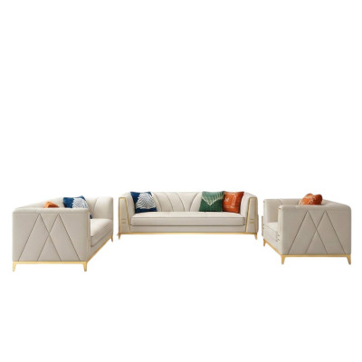 Conjunto de sofás de cuero de acero inoxidable Medusa para sala de estar, juego de muebles de 4 piezas.