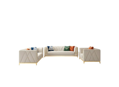 Conjunto de sofás de cuero de acero inoxidable Medusa para sala de estar, juego de muebles de 4 piezas.