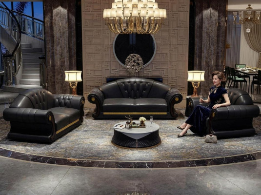 Chesterfield Set Completo de Sofá 6 piezas Almohadas Auxiliares Mesa