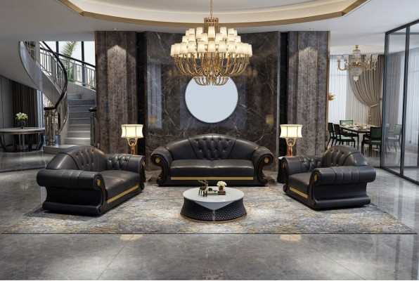 Chesterfield Set Completo de Sofá 6 piezas Almohadas Auxiliares Mesa